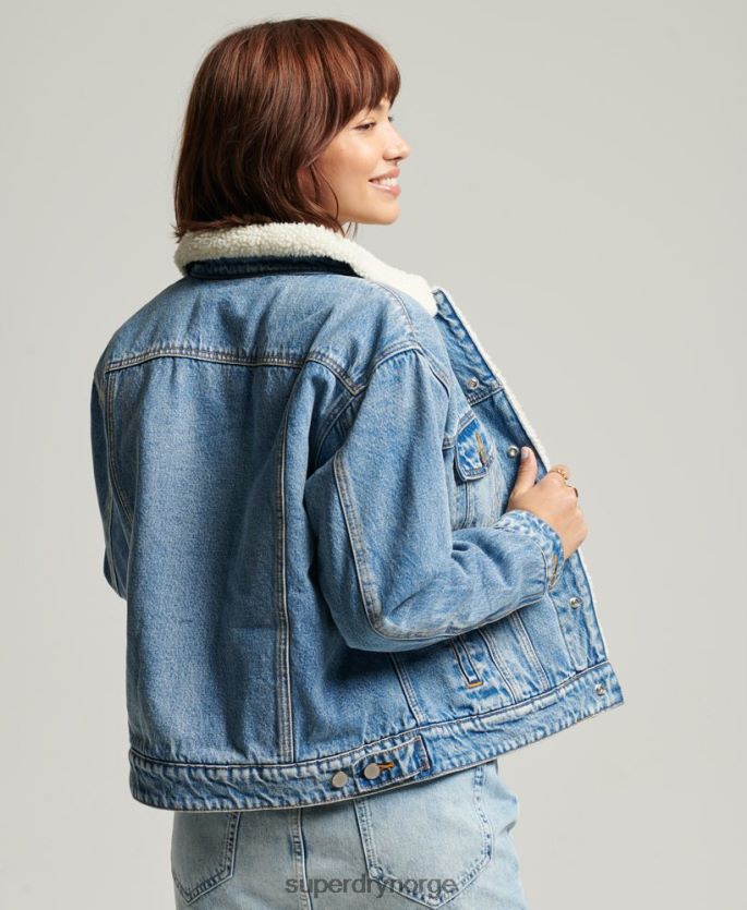 Superdry lyse blå klær 86P46D5680 kjæreste sherpajakke kvinner