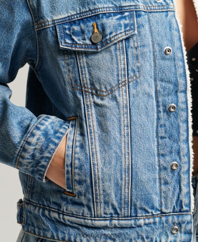 Superdry lyse blå klær 86P46D5680 kjæreste sherpajakke kvinner