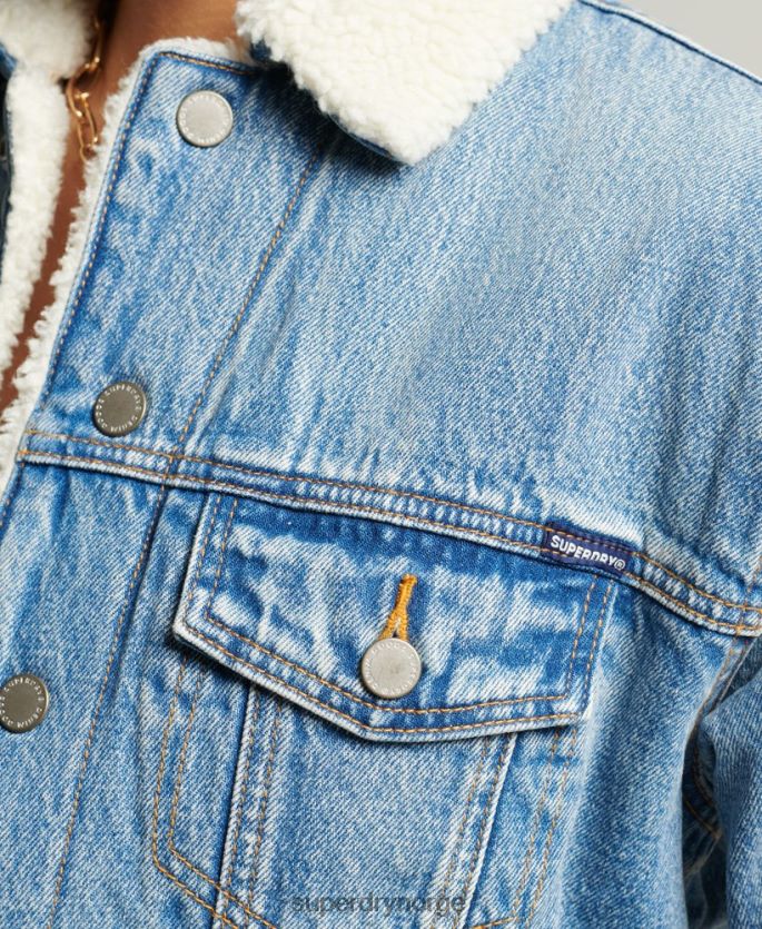 Superdry lyse blå klær 86P46D5680 kjæreste sherpajakke kvinner