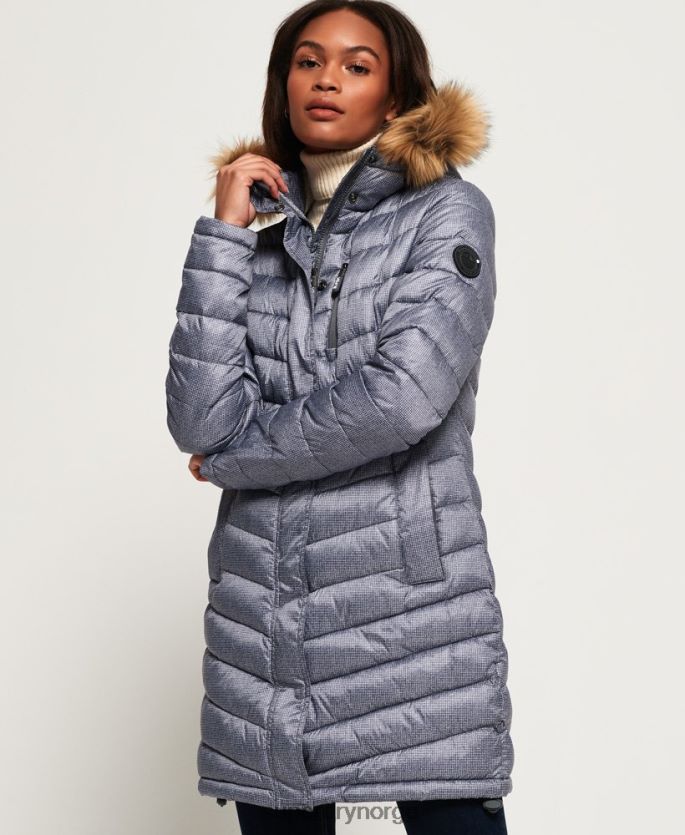 Superdry lysegrå klær 86P46D3829 chevron imitert pels super fuji jakke kvinner