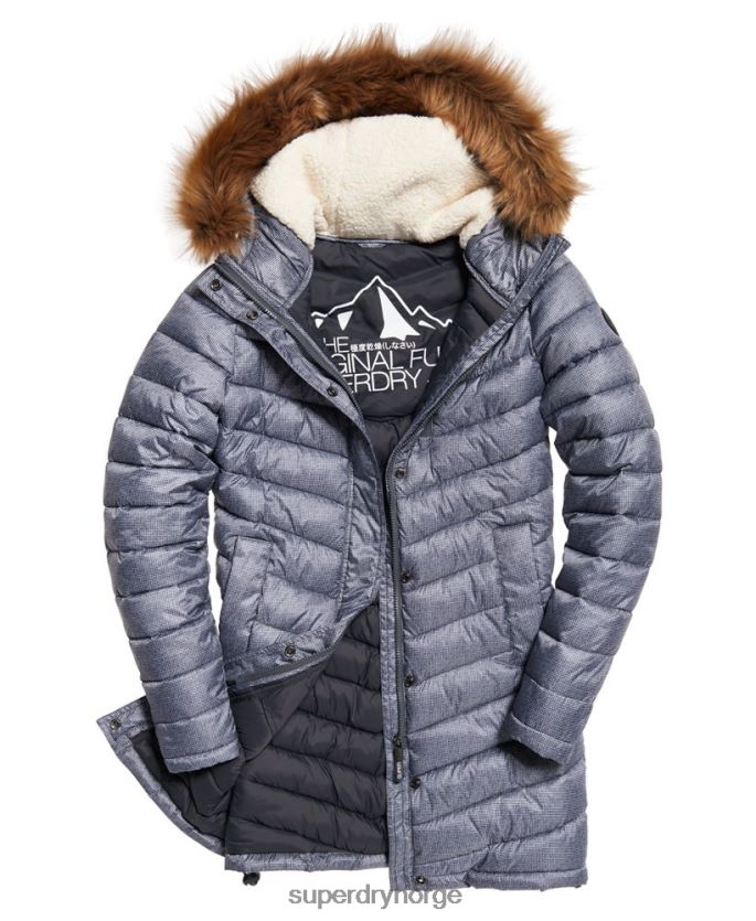 Superdry lysegrå klær 86P46D3829 chevron imitert pels super fuji jakke kvinner