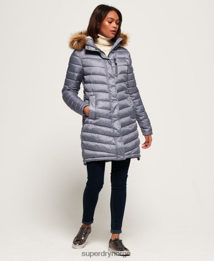 Superdry lysegrå klær 86P46D3829 chevron imitert pels super fuji jakke kvinner