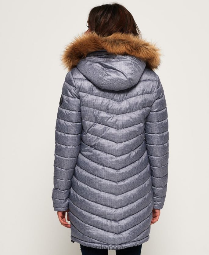 Superdry lysegrå klær 86P46D3829 chevron imitert pels super fuji jakke kvinner