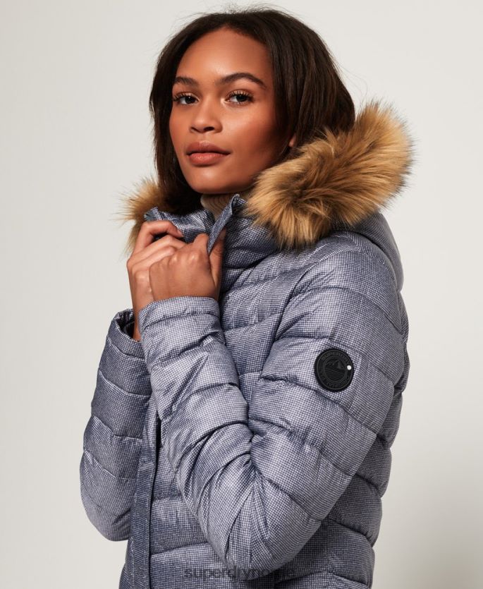 Superdry lysegrå klær 86P46D3829 chevron imitert pels super fuji jakke kvinner