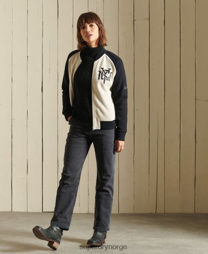 Superdry lysegrå klær 86P46D5825 crossing lines jersey bomberjakke kvinner