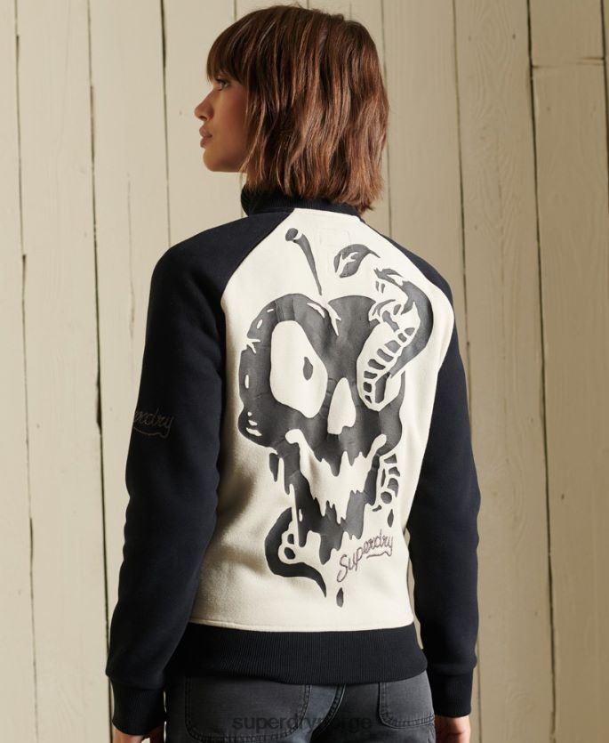 Superdry lysegrå klær 86P46D5825 crossing lines jersey bomberjakke kvinner