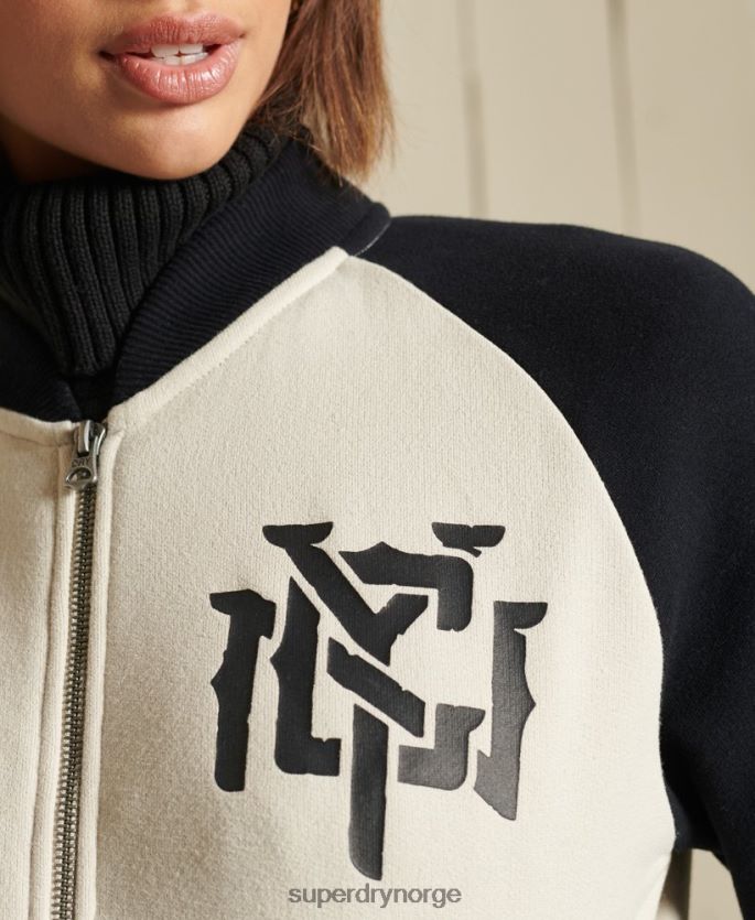 Superdry lysegrå klær 86P46D5825 crossing lines jersey bomberjakke kvinner
