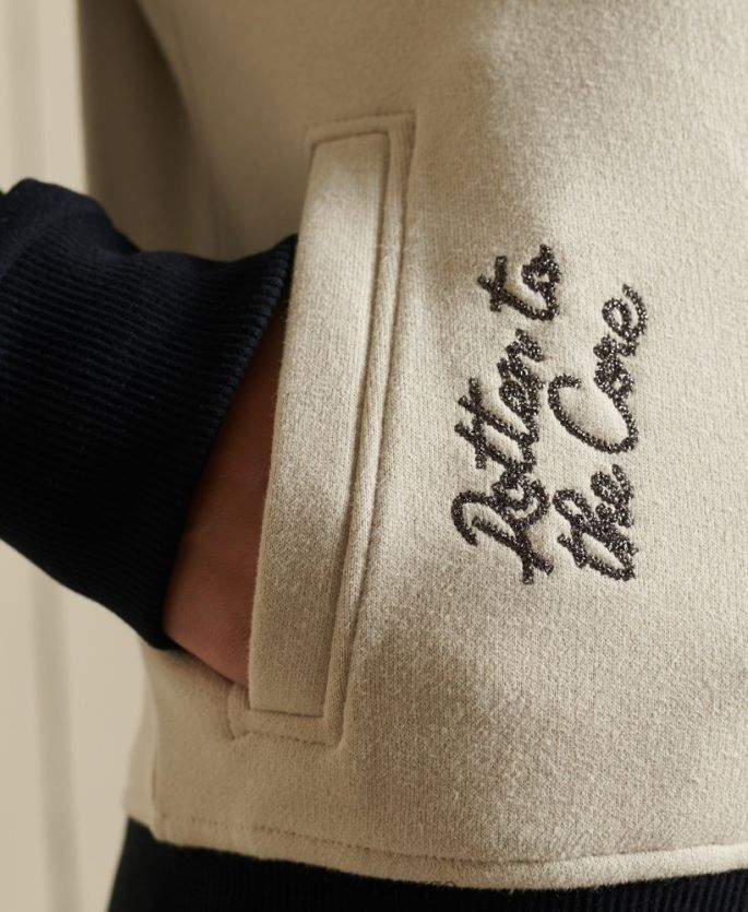 Superdry lysegrå klær 86P46D5825 crossing lines jersey bomberjakke kvinner