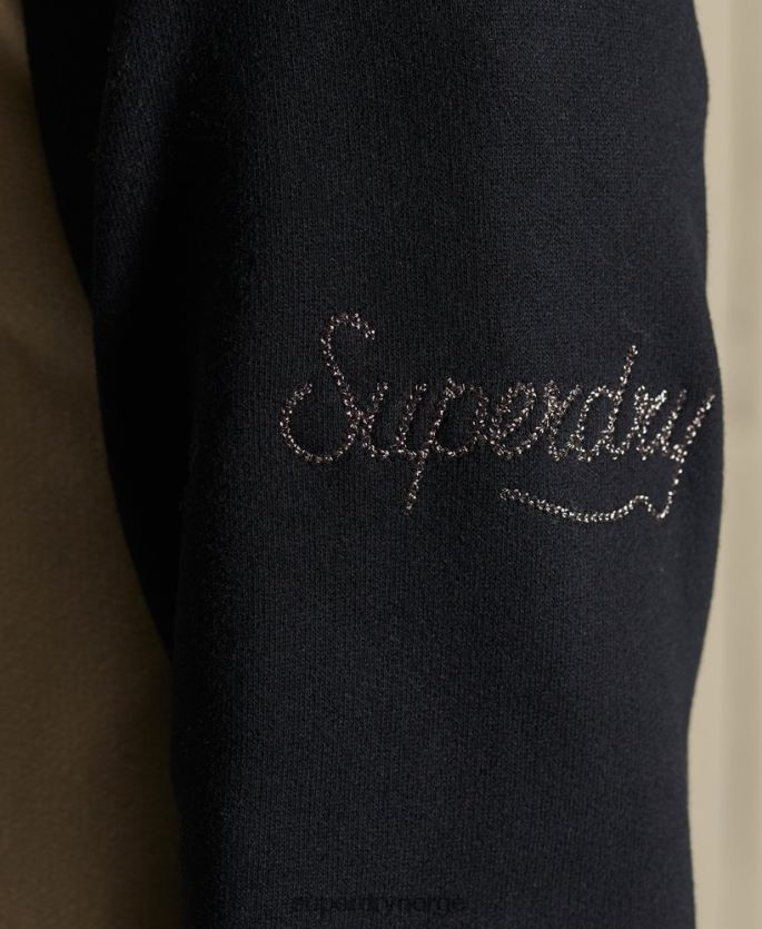 Superdry lysegrå klær 86P46D5825 crossing lines jersey bomberjakke kvinner