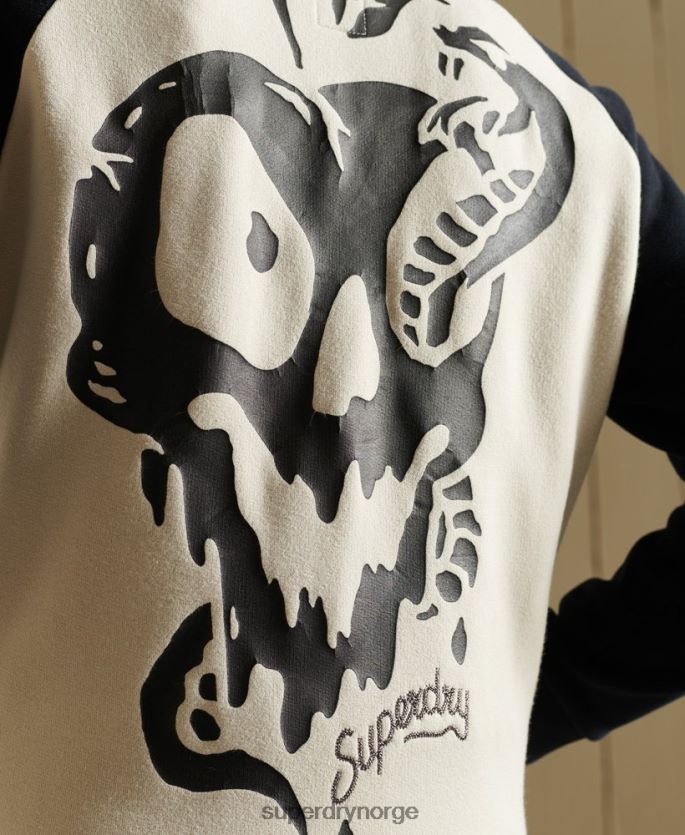 Superdry lysegrå klær 86P46D5825 crossing lines jersey bomberjakke kvinner