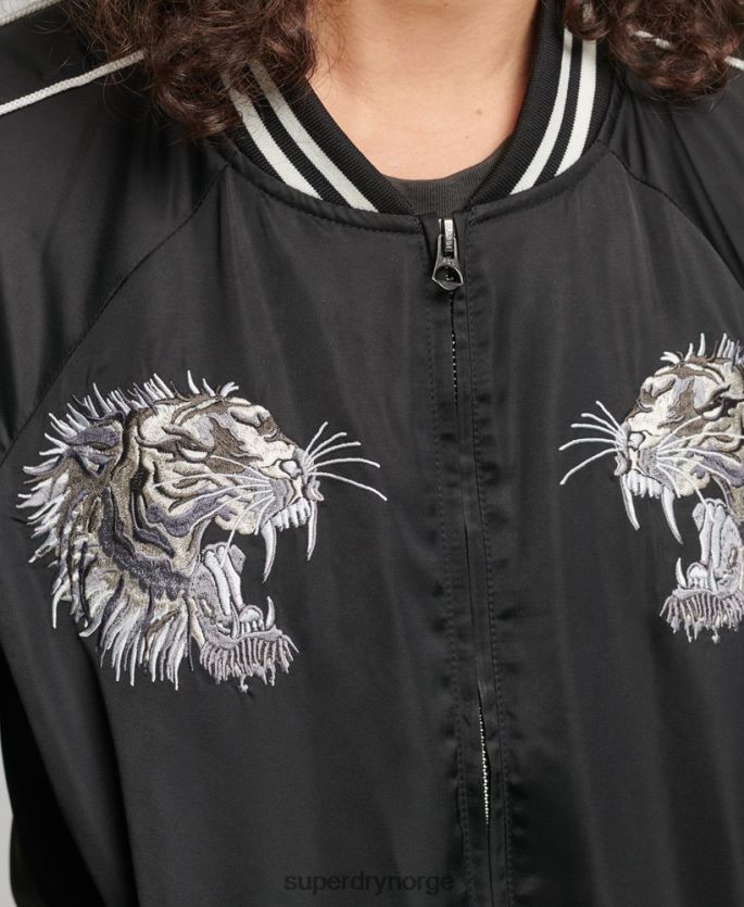 Superdry mørk grå klær 86P46D3542 vintage sukajan jakke kvinner