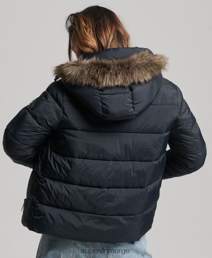 Superdry mørk grå klær 86P46D3633 hette mellomlag kort jakke kvinner