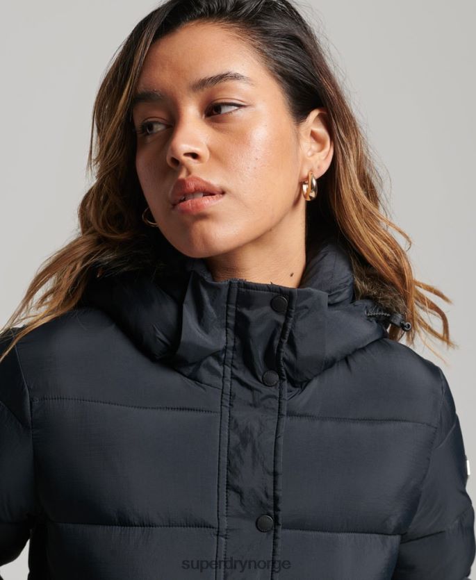 Superdry mørk grå klær 86P46D3633 hette mellomlag kort jakke kvinner