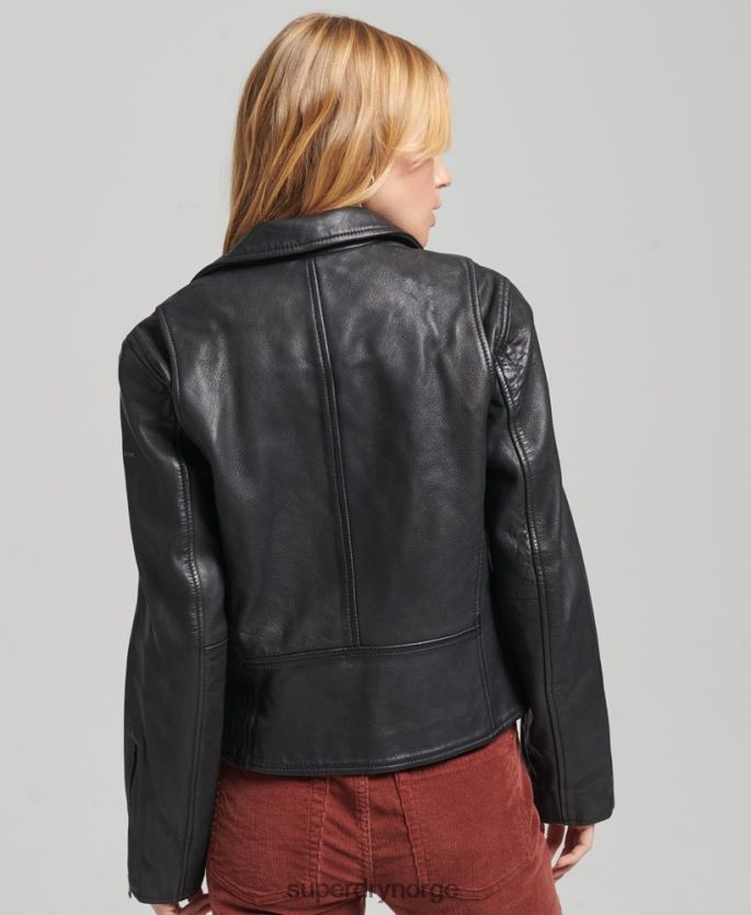 Superdry mørk grå klær 86P46D3819 vintage bikerjakke i skinn kvinner