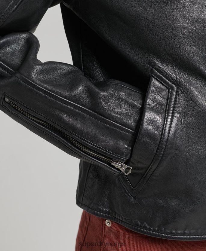Superdry mørk grå klær 86P46D3819 vintage bikerjakke i skinn kvinner