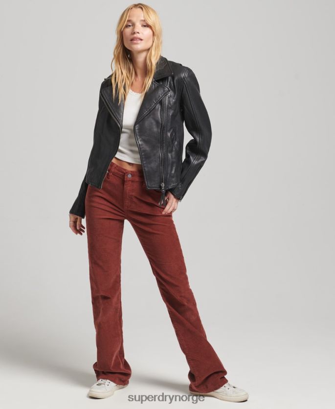 Superdry mørk grå klær 86P46D3819 vintage bikerjakke i skinn kvinner