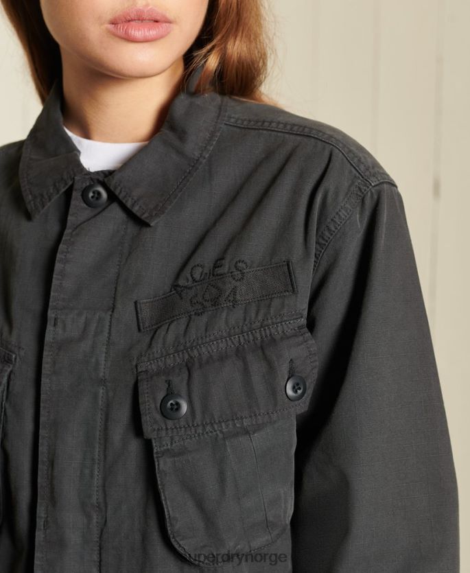Superdry mørk grå klær 86P46D5567 overdimensjonert kampjakke kvinner
