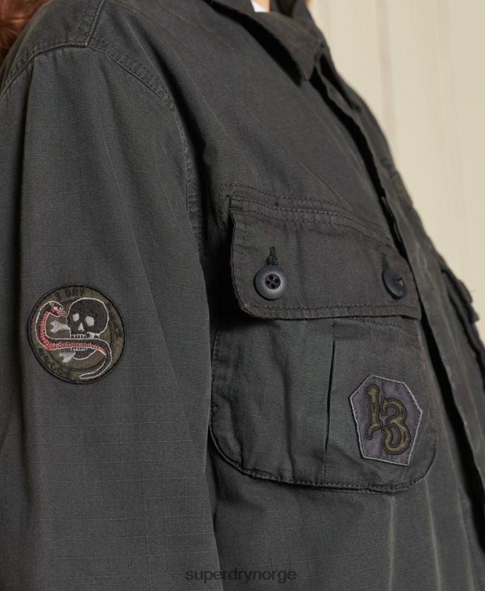 Superdry mørk grå klær 86P46D5567 overdimensjonert kampjakke kvinner