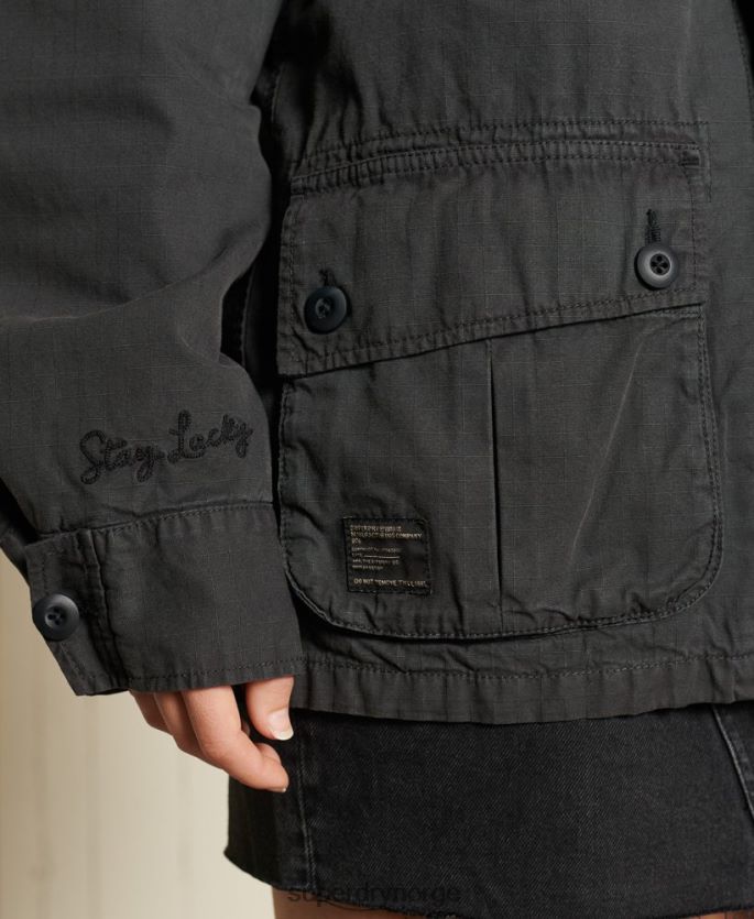 Superdry mørk grå klær 86P46D5567 overdimensjonert kampjakke kvinner