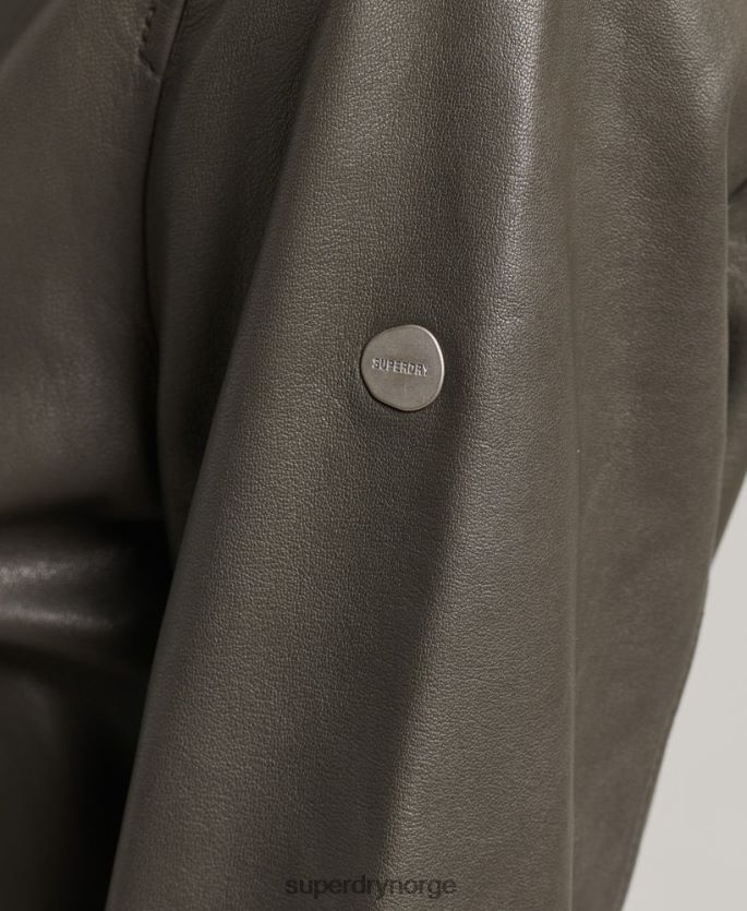 Superdry mørk grå klær 86P46D5620 flybomberjakke i skinn kvinner