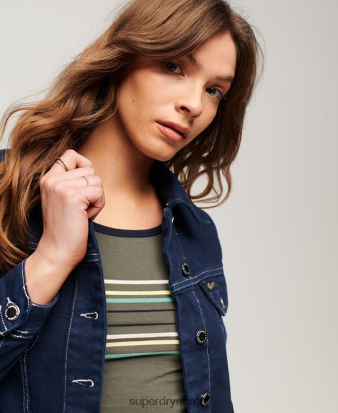Superdry marinen klær 86P46D3528 arbeidstøy cropped jakke kvinner