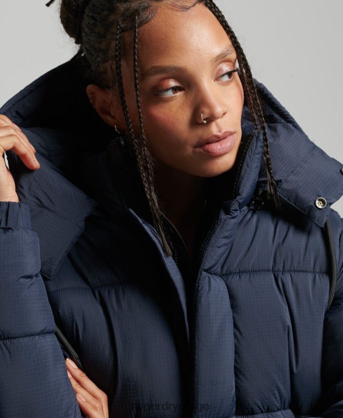 Superdry marinen klær 86P46D3689 ripstop pufferjakke med hette kvinner