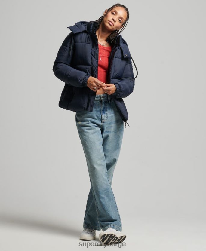 Superdry marinen klær 86P46D3689 ripstop pufferjakke med hette kvinner