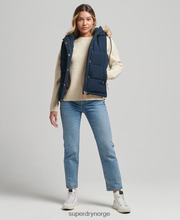 Superdry marinen klær 86P46D3692 everest faux pels gilet kvinner