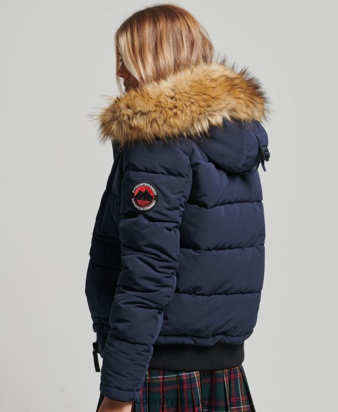 Superdry marinen klær 86P46D3752 everest puffer bomberjakke med hette kvinner