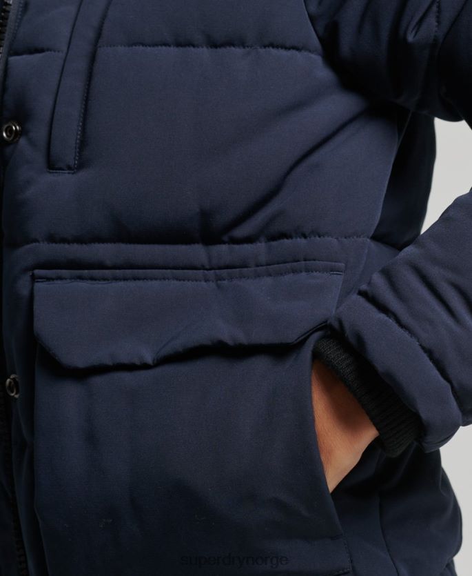 Superdry marinen klær 86P46D3752 everest puffer bomberjakke med hette kvinner