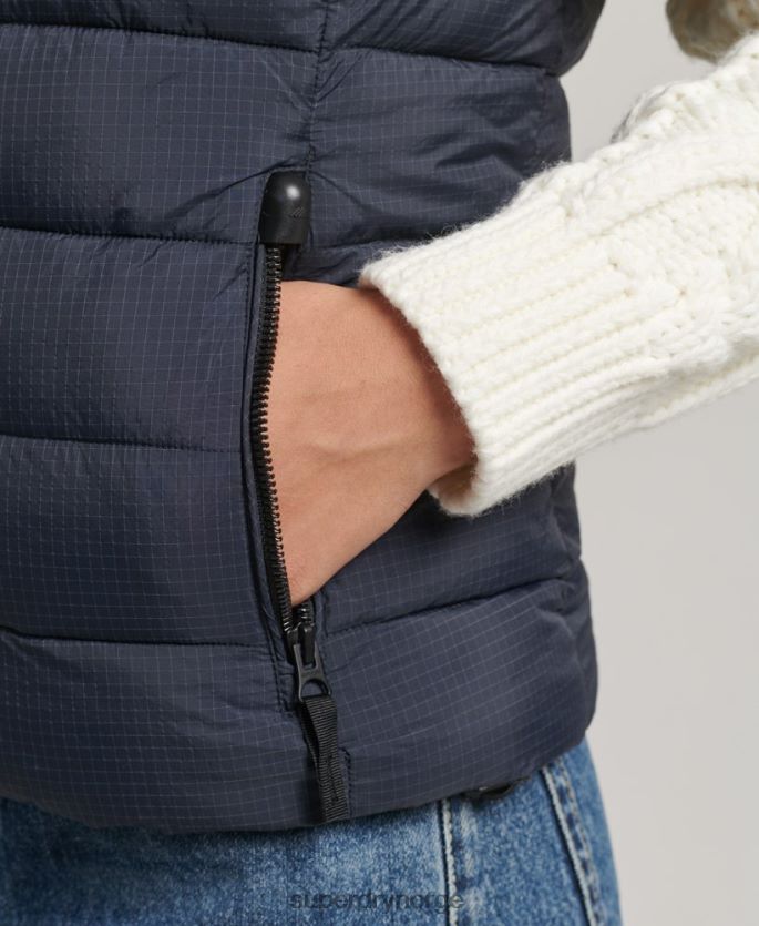 Superdry marinen klær 86P46D3797 klassisk polstret vest med hette kvinner
