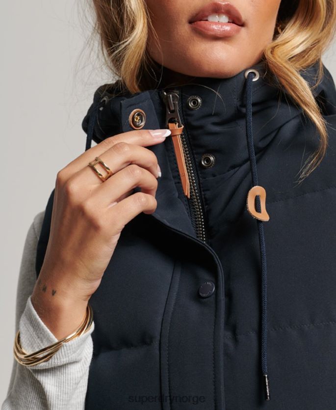 Superdry marinen klær 86P46D3805 everest hette puffer gilet kvinner