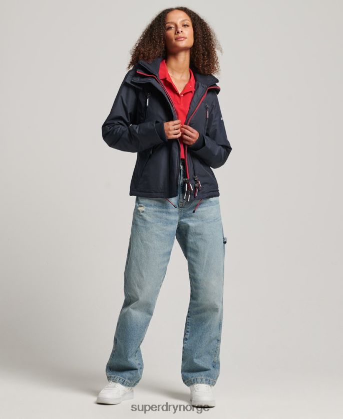 Superdry marinen klær 86P46D3830 vindjakke med hette med logo kvinner