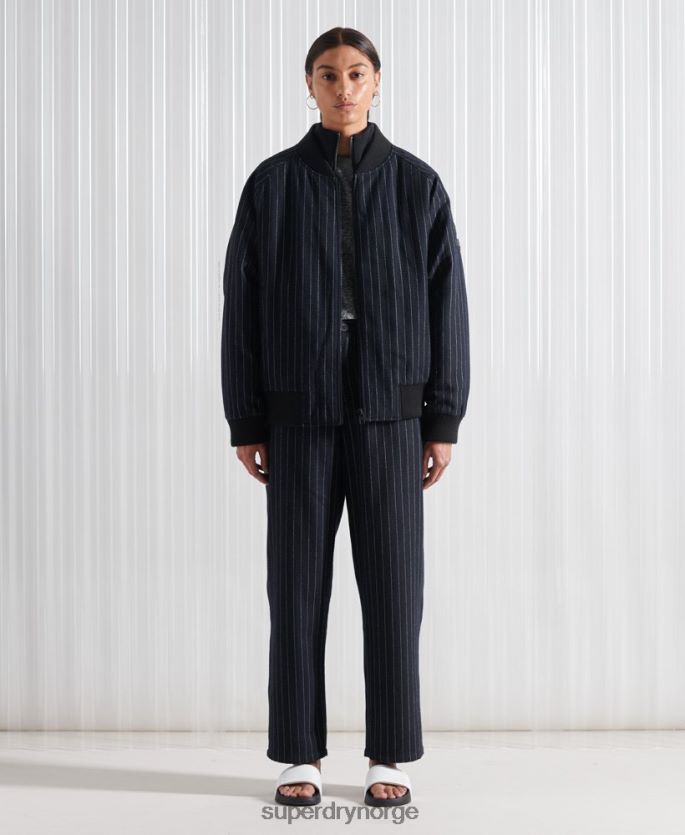 Superdry marinen klær 86P46D5536 limited edition sdx nålestripe bomberjakke kvinner