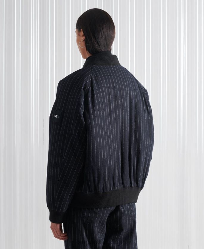 Superdry marinen klær 86P46D5536 limited edition sdx nålestripe bomberjakke kvinner