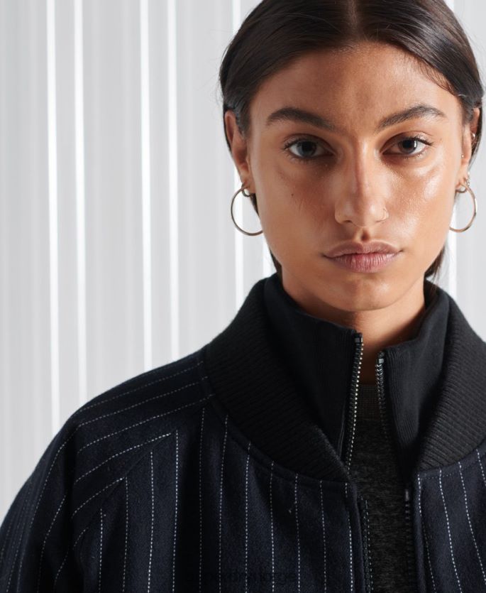 Superdry marinen klær 86P46D5536 limited edition sdx nålestripe bomberjakke kvinner