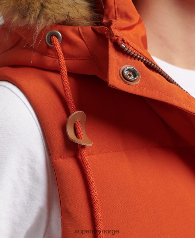 Superdry oransje klær 86P46D3592 everest faux pels gilet kvinner