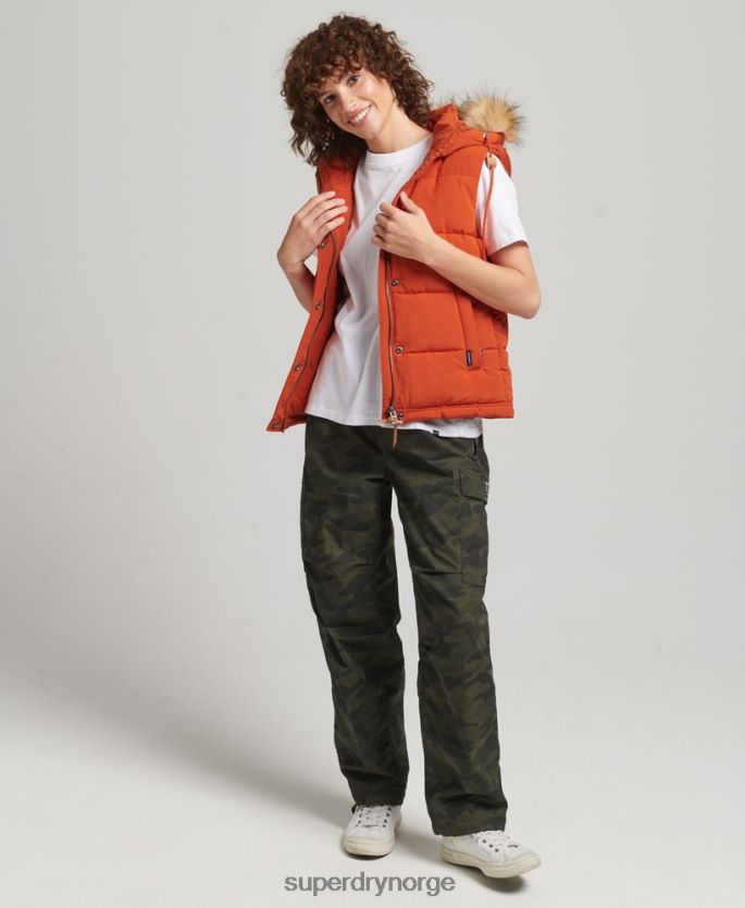 Superdry oransje klær 86P46D3592 everest faux pels gilet kvinner