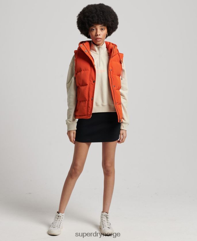 Superdry oransje klær 86P46D3621 vintage hette everest gilet kvinner