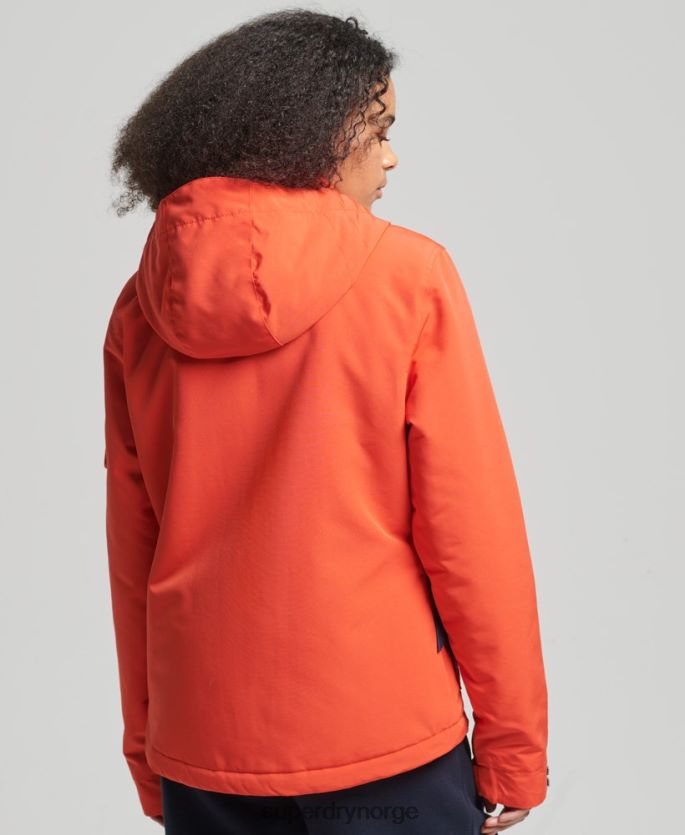 Superdry oransje klær 86P46D3663 ultimate sd-vindjakke med hette kvinner