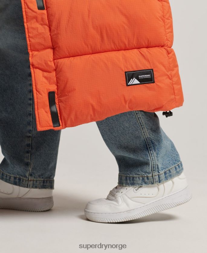 Superdry oransje klær 86P46D3695 ripstop langline puffer gilet kvinner