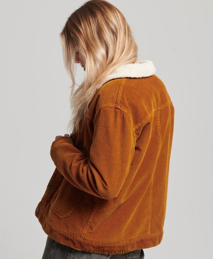 Superdry oransje klær 86P46D3696 cord chore arbeidstøy jakke kvinner