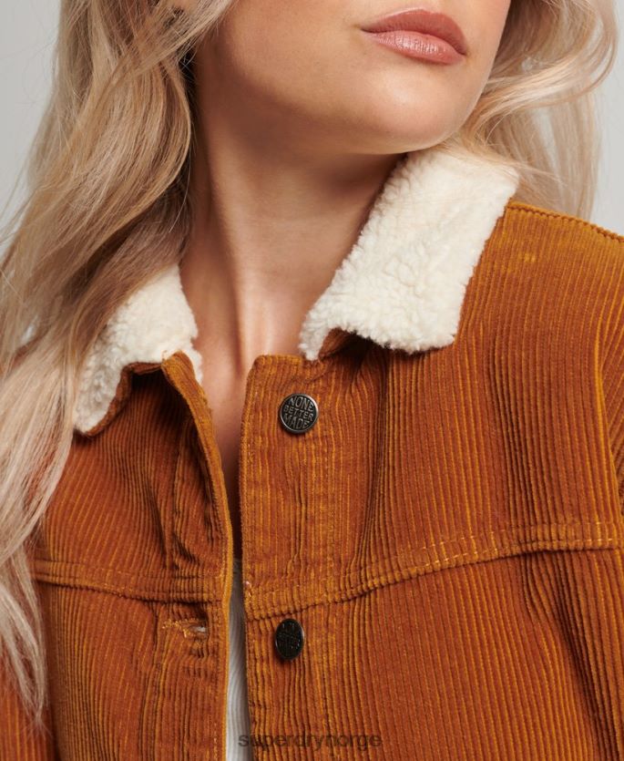 Superdry oransje klær 86P46D3696 cord chore arbeidstøy jakke kvinner