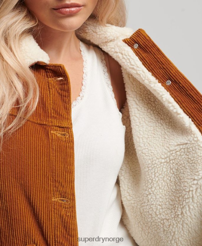 Superdry oransje klær 86P46D3696 cord chore arbeidstøy jakke kvinner