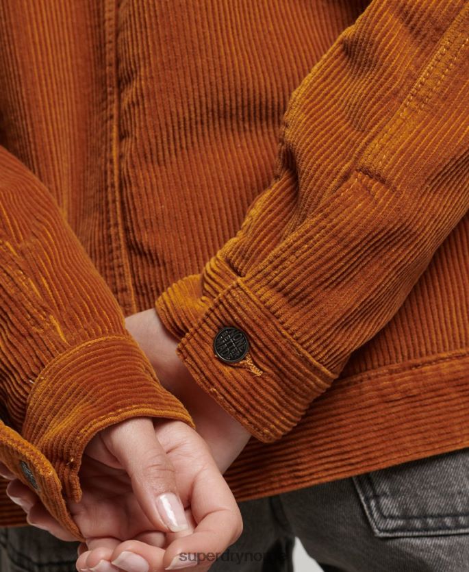 Superdry oransje klær 86P46D3696 cord chore arbeidstøy jakke kvinner