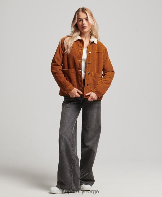 Superdry oransje klær 86P46D3696 cord chore arbeidstøy jakke kvinner