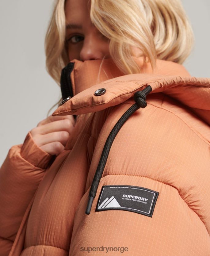 Superdry oransje klær 86P46D5506 ripstop longline pufferjakke kvinner