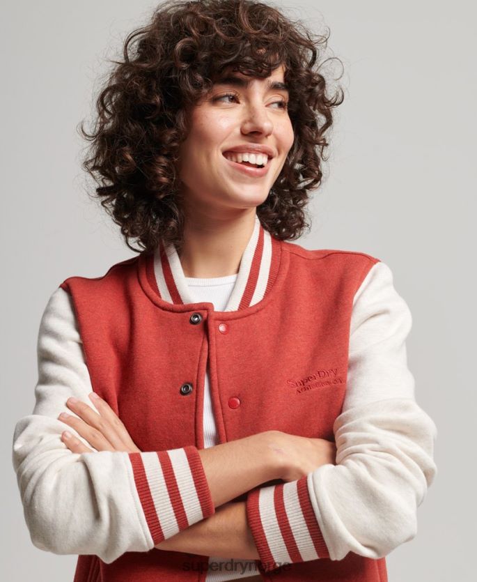 Superdry rød klær 86P46D3317 vintage logo jersey bomberjakke kvinner