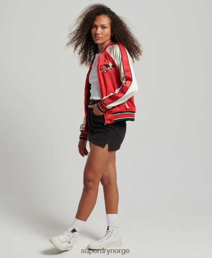 Superdry rød klær 86P46D3517 vintage brodert sukajan jakke kvinner