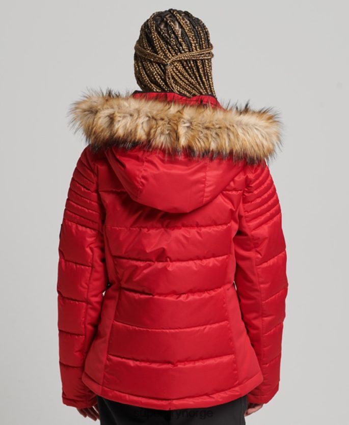 Superdry rød klær 86P46D3566 snow luxe pufferjakke kvinner